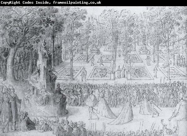 Antoine Caron Court ball following the Ballet of the Provinces of France with a view to gthe gardens of the Tuileries